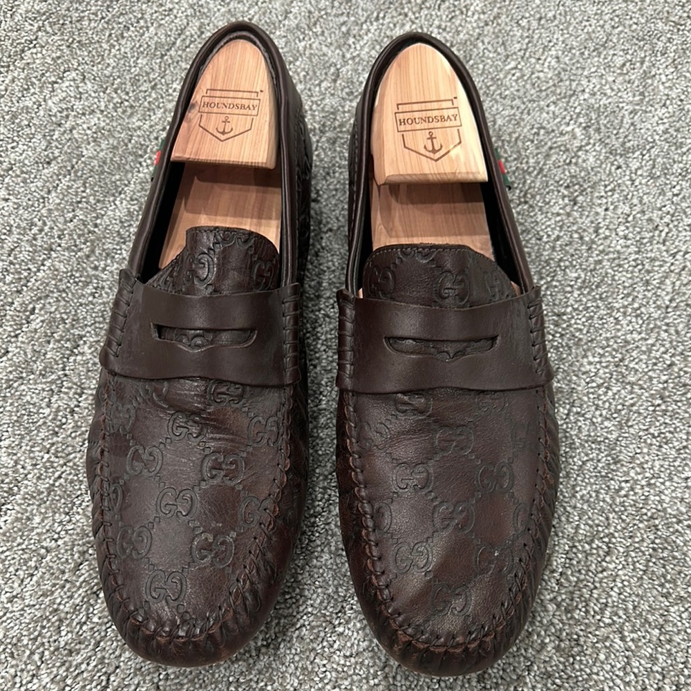 Brown Gucci Leather Loafers for Men